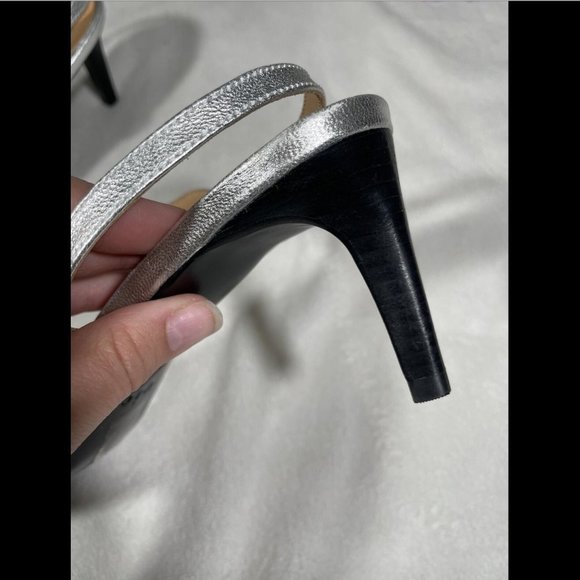 NWD $278 Joie Madi Metallic‎ Silver Leather Slingback Sandals [ SZ 38.5 ] #JR - Picture 12 of 12